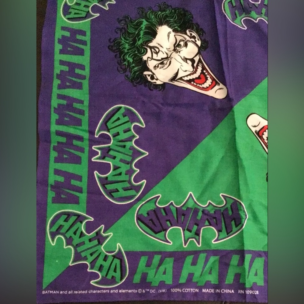 Vintage Batman Joker "HA HA HA HA" Bandanna NOS - Picture 2 of 2
